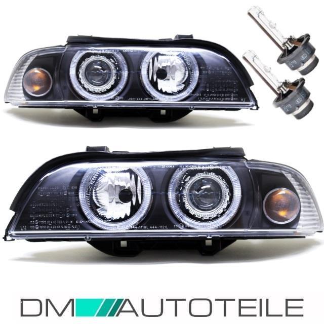 Angel Eyes Xenon Scheinwerfer Schwarz Set passt für BMW E39 +2x Osram D2S 00-03