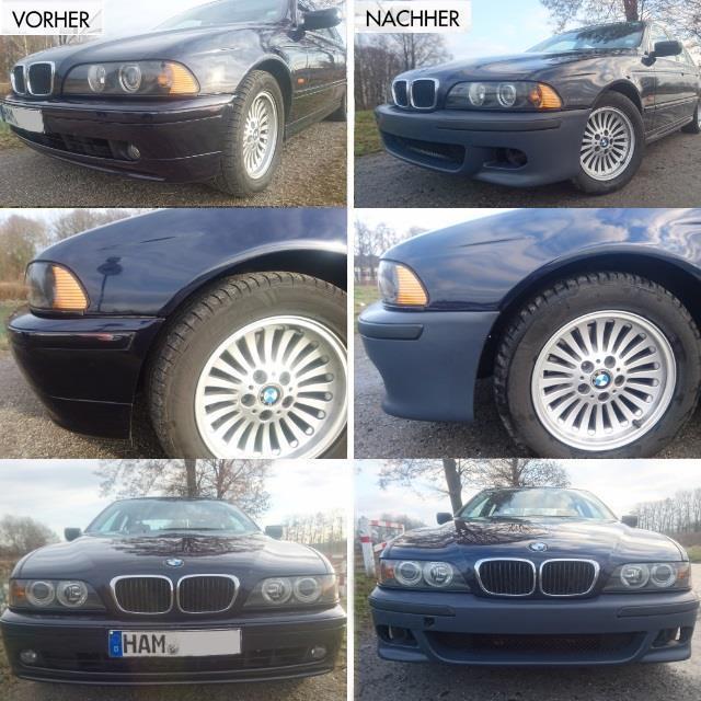 STOßSTANGE vorne grundiert+ Set Nebel Schwarz passt für BMW E39 M-Paket M5 +ABE*