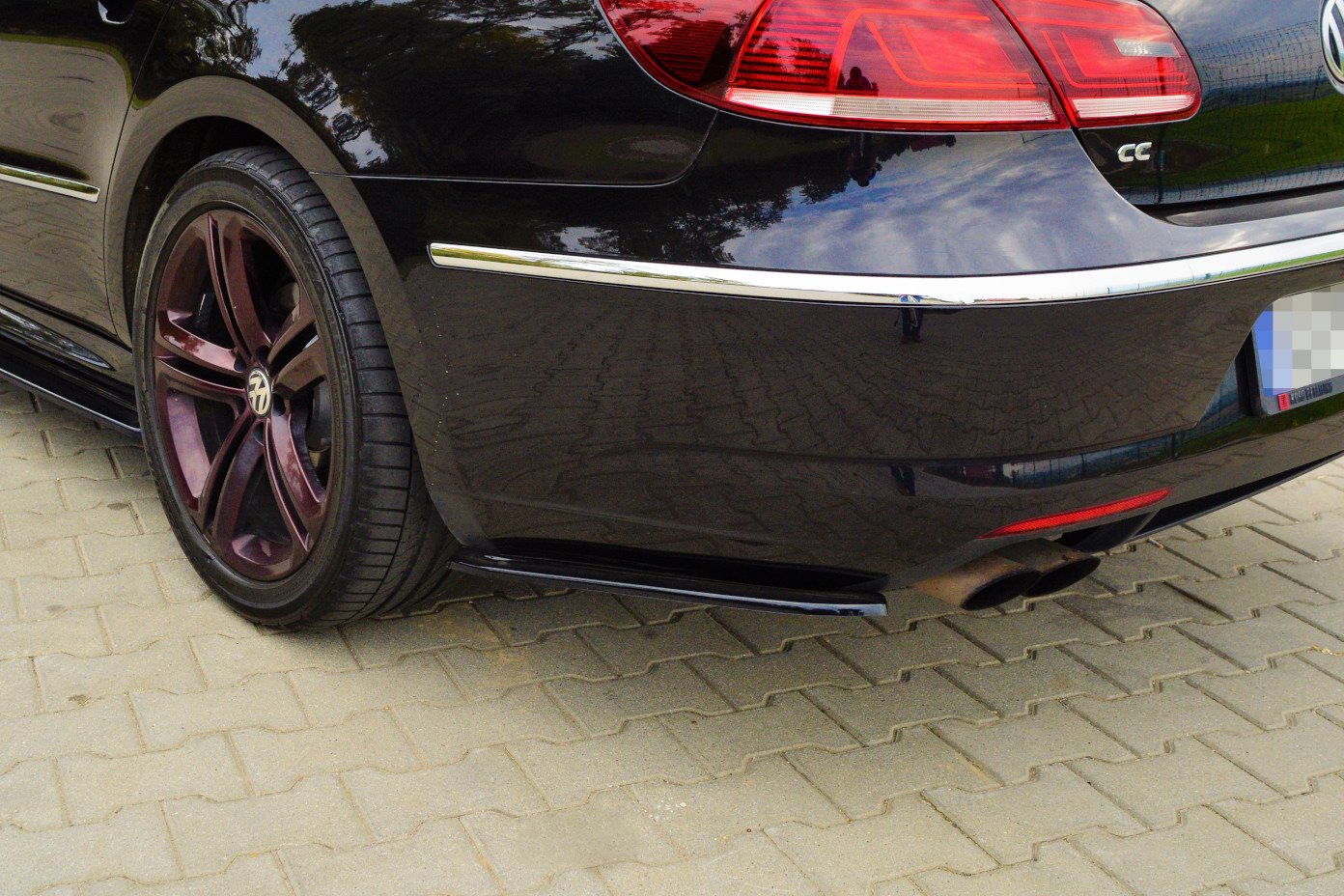 Heck Ansatz Flaps Diffusor für  VOLKSWAGEN CC R-LINE schwarz matt
