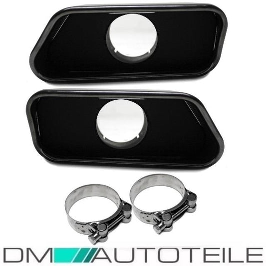 Schwarz Auspuffblenden SET eckig + Zubehör passend für BMW F10 F11 550 M-Paket
