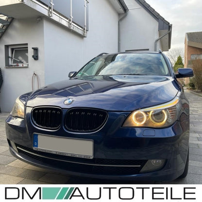 SET Kühlergrill Schwarz Hochglanz Doppelsteg passend für BMW 5er E60 E61 + M M5