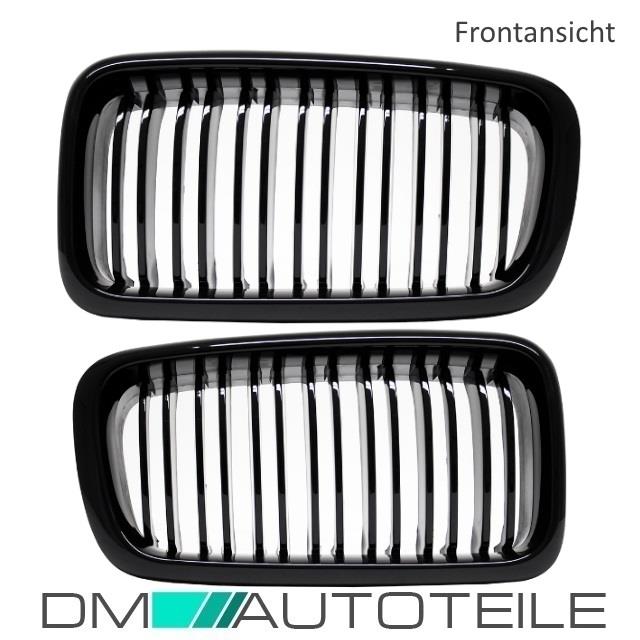 SET Doppelsteg Kühlergrill Schwarz GLANZ Performance passt für BMW 7er E38 94-02