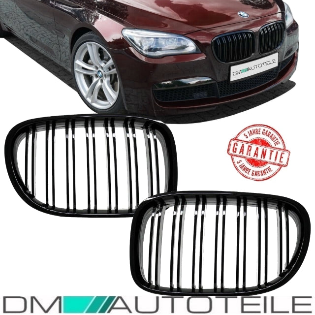 Doppelsteg Kühlergrill Schwarz GLANZ Performance passt für BMW 7er F01 F02 08-15