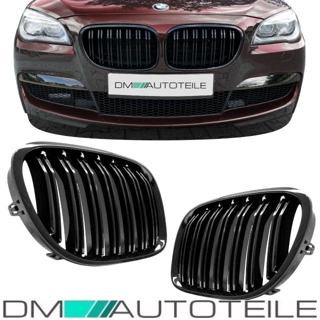 Doppelsteg Kühlergrill Schwarz GLANZ Performance passt für BMW 7er F01 F02 08-15