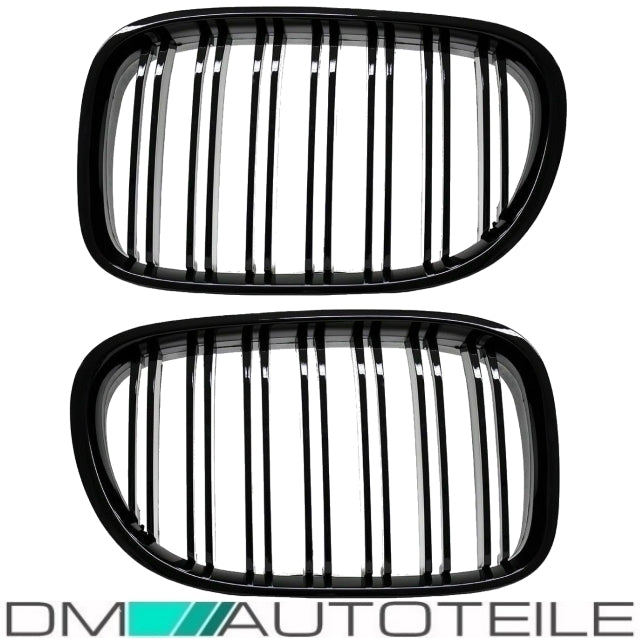Doppelsteg Kühlergrill Schwarz GLANZ Performance passt für BMW 7er F01 F02 08-15
