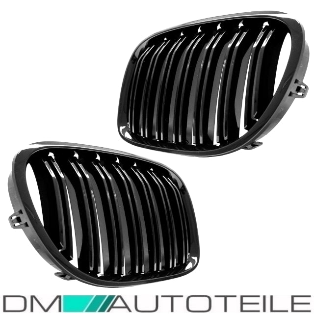 Doppelsteg Kühlergrill Schwarz GLANZ Performance passt für BMW 7er F01 F02 08-15