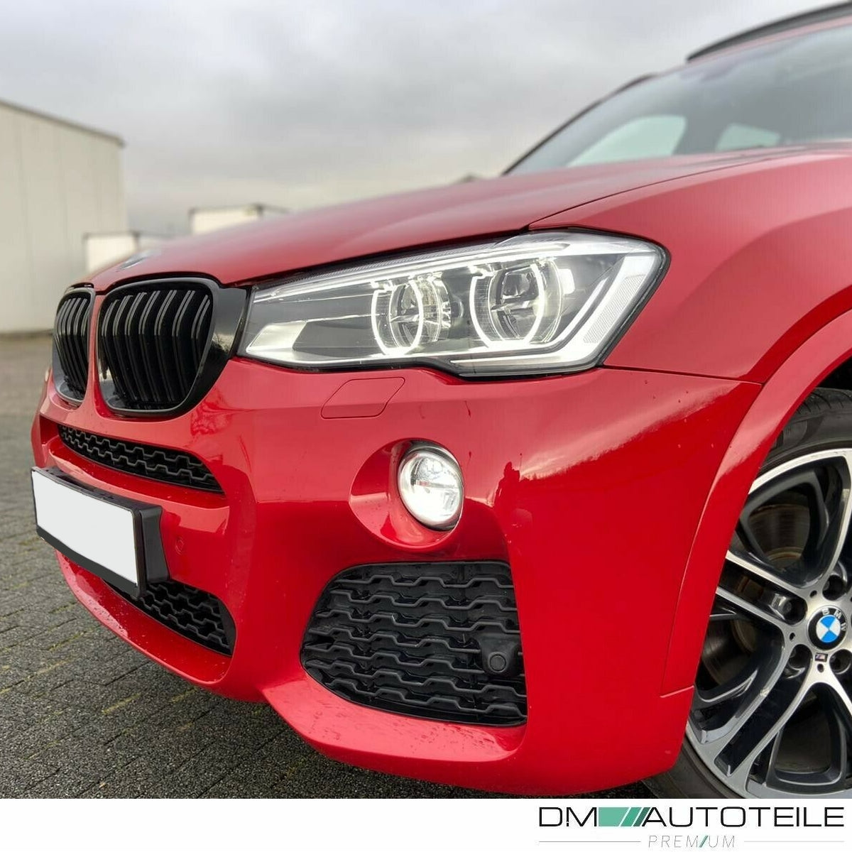 Set Doppelsteg Kühlergrill Front Grill schwarz Glanz lackiert passt für BMW X3 F25 X4 F26 bj 14-18