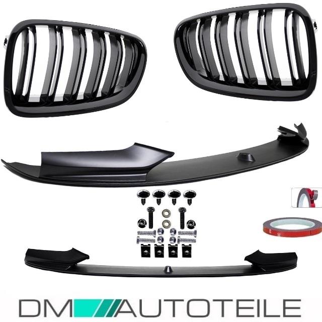 SET Spoiler vorne+ Doppelsteg Grill Schwarz passt für BMW 5er F10 F11 M-Paket