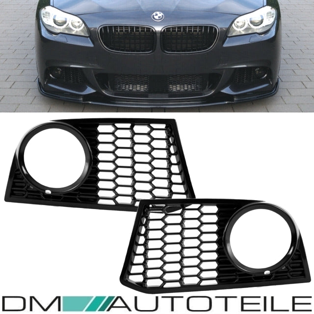 Set Nebelscheinwerfer Gitter Schwarz Glanz Rechts+Links Einsatz Stoßstange vorne + nur für BMW F10 F11 mit M-Paket Bj 10-13