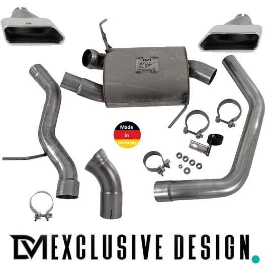 DM Exklusive Line Edelstahl Auspuffanlage SET Germany* eckig Chrom+ Zubehör passend für BMW 5er F10 F11 für 520d-530d Dies...