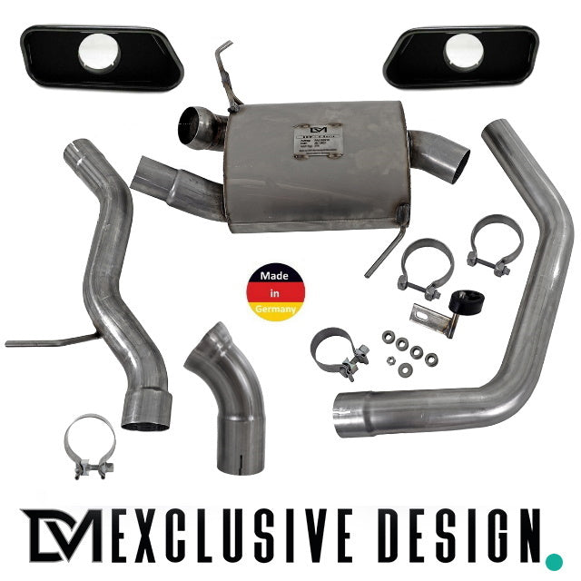 DM Exklusive Line Edelstahl Auspuffanlage SET Germany* eckig Schwarz+ Zubehör passend für BMW 5er F10 F11 für 520d-530d Di...
