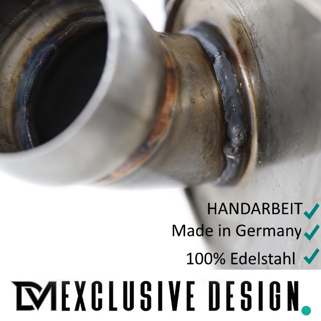DM Exklusive Line Edelstahl Auspuffanlage SET Germany* eckig Schwarz+ Zubehör passend für BMW 5er F10 F11 für 520d-530d Di...