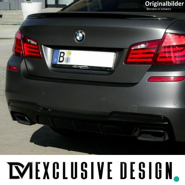 DM Exklusive Line Edelstahl Auspuffanlage SET Germany* eckig Schwarz+Performance Diffusor +Zubehör passend für BMW 5er F10...