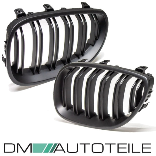SET Doppelsteg Kühlergrill Schwarz MATT Grill passend für BMW 5er E60 E61 + LCI