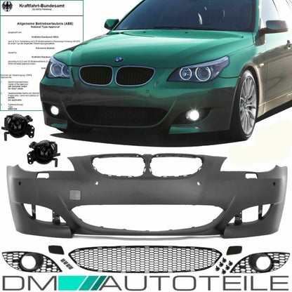 Sport Stoßstange SRA/PDC+Nebel Smoke 03-07 passt für BMW E60 E61 außer M5 +ABE*