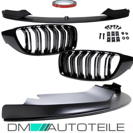 Spoiler + Doppelsteg Kühlergrill Schwarz passt für BMW F32 F33 F36 M-Paket ABE*