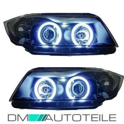 CCFL Angel Eyes Scheinwerfer Schwarz 6000K passt für BMW E90 E91 bj 05-08