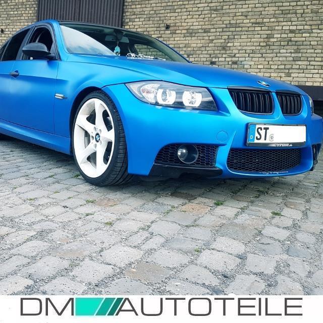 für BMW 3er E90 E91 bj 05-08 passend Stoßstange vorne Schwarz+ Nebel + –  Tuning King