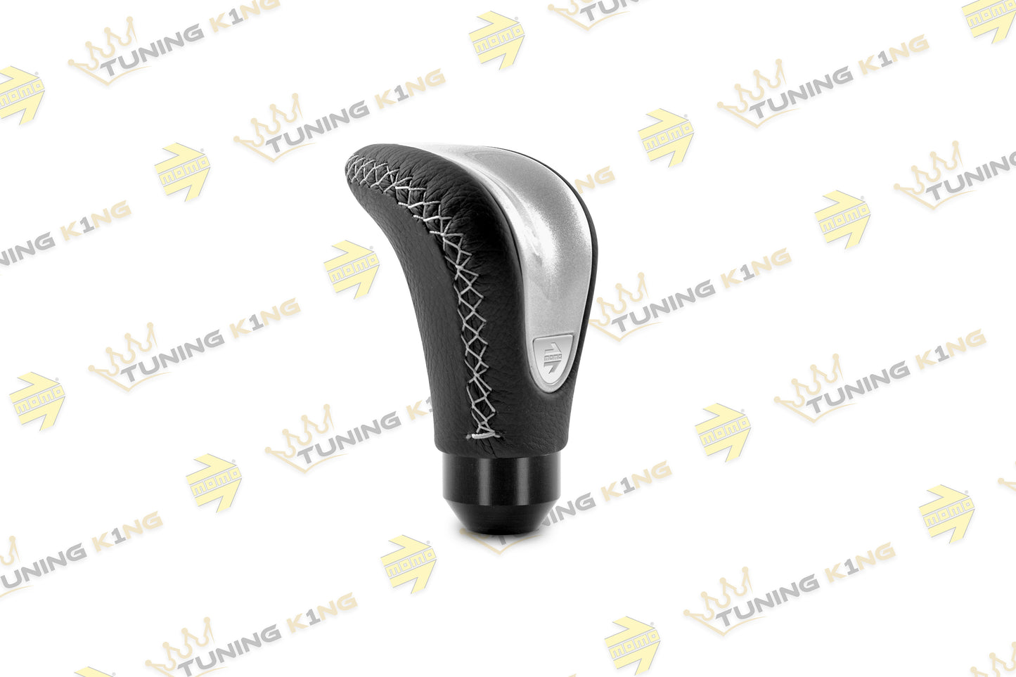MOMO Schaltknauf Combat Evo Silber / Schwarz Leder
