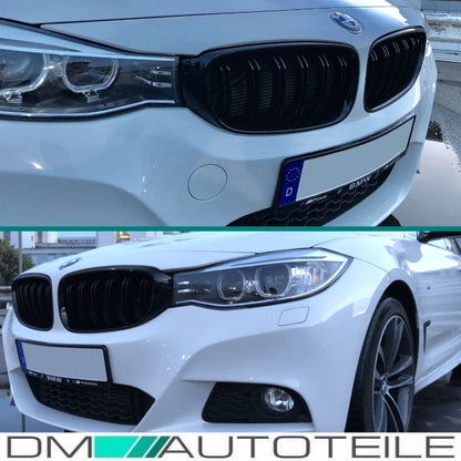 Kühlergrill Grill Schwarz Glanz Doppelsteg Sport passend für BMW 3er F34 GT bj.13-18