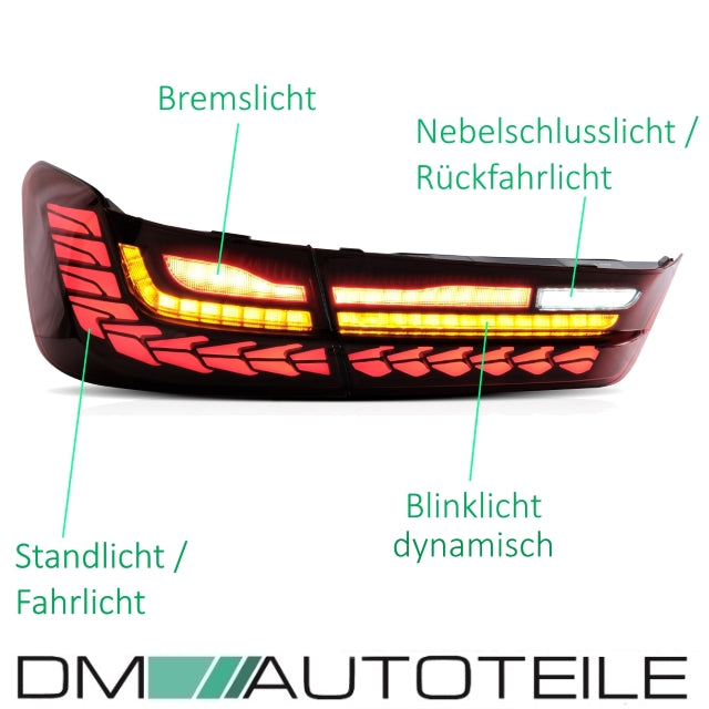 LED Rückleuchten SET Rot dynamische Blinker OLED Funktion passt für BMW 3er G20 Limousine