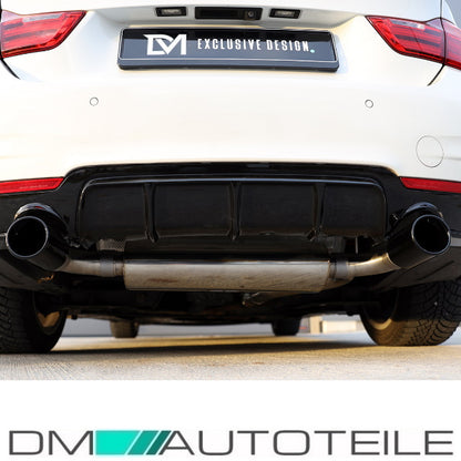 Sport-Performance Auspuffanlage ESD + Diffusor + Blenden Schwarz Glanz passt für BMW 4er F32 F33 F36 M-Paket 435 / 440
