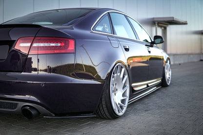 Heck Ansatz Flaps Diffusor für Audi A6 S-Line C6 / C6 FL Limousine / Avant schwarz matt
