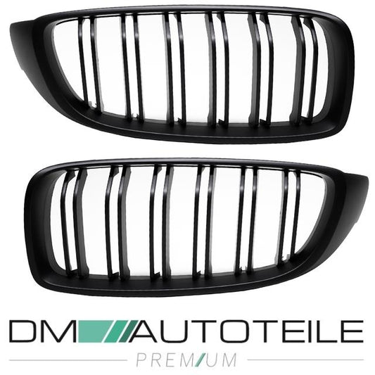 Set Kühlergrill Doppelsteg Schwarz Matt passend für BMW 4er F32 F33 F36 auch für M M4