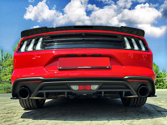 Diffusor Heck Ansatz für Ford Mustang Mk. 6 Facelift schwarz Hochglanz
