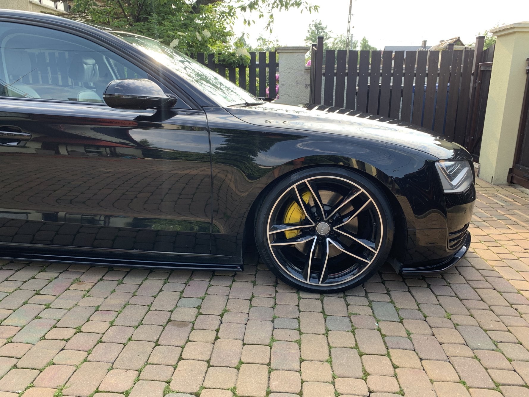 Seitenschweller Ansatz für Audi A8 Lang D4 schwarz Hochglanz