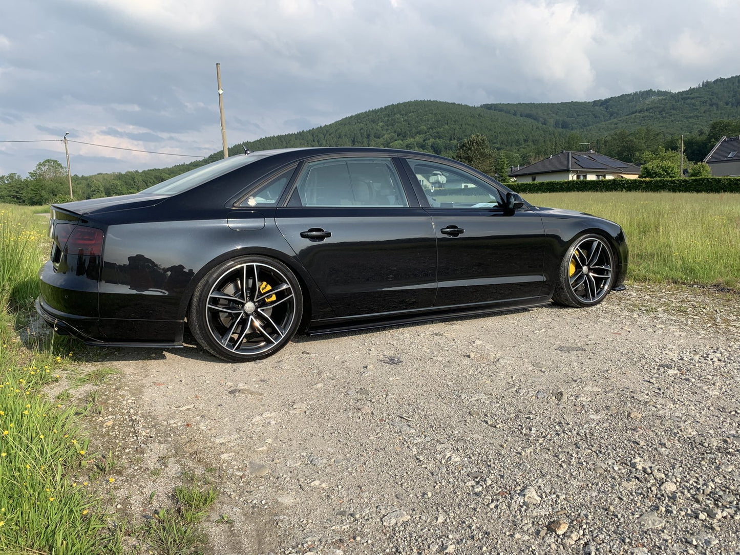 Seitenschweller Ansatz für Audi A8 Lang D4 schwarz Hochglanz