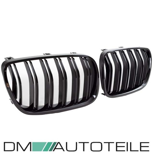 Satz Kühlergrill SET Schwarz Hochglanz Doppelsteg passend für BMW X3 E83 LCI 06-11