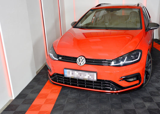 Front Ansatz V.7 für VW Golf 7 R / R-Line Facelift schwarz Hochglanz