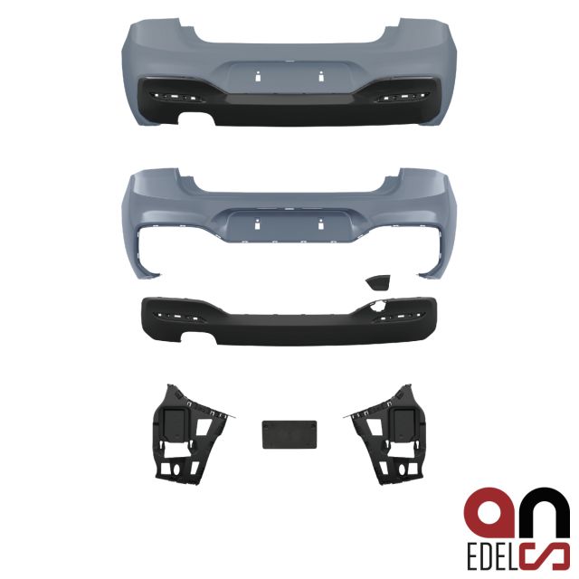AN Sport Paket Stoßstange hinten 2-Rohr grundiert passt für BMW 1er F20 F21 LCI ab 2015 auch M-Paket