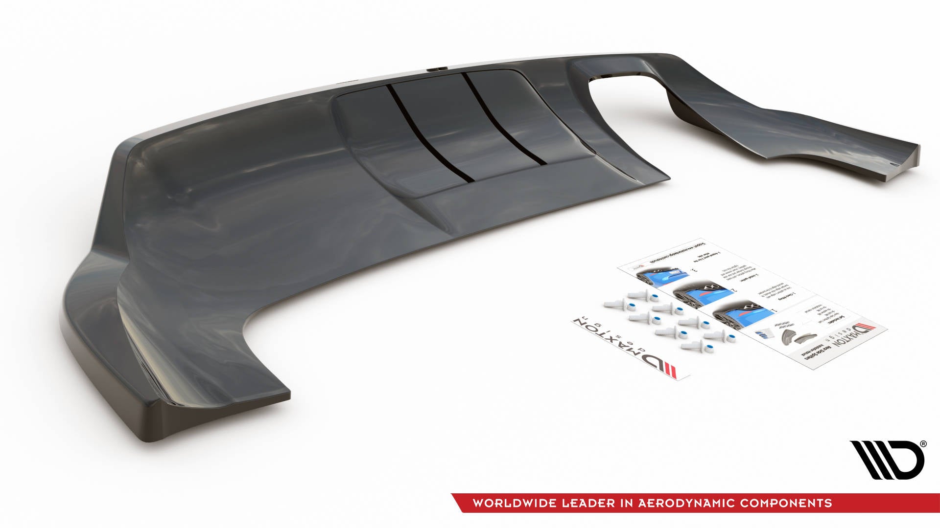 Mittlerer Diffusor Heck Ansatz DTM Look für Audi Q3 8U Facelift schwarz matt