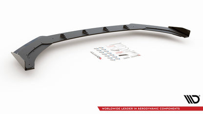 Robuste Racing Front Ansatz für passend +Flaps für Volkswagen Polo GTI Mk6 schwarz Hochglanz