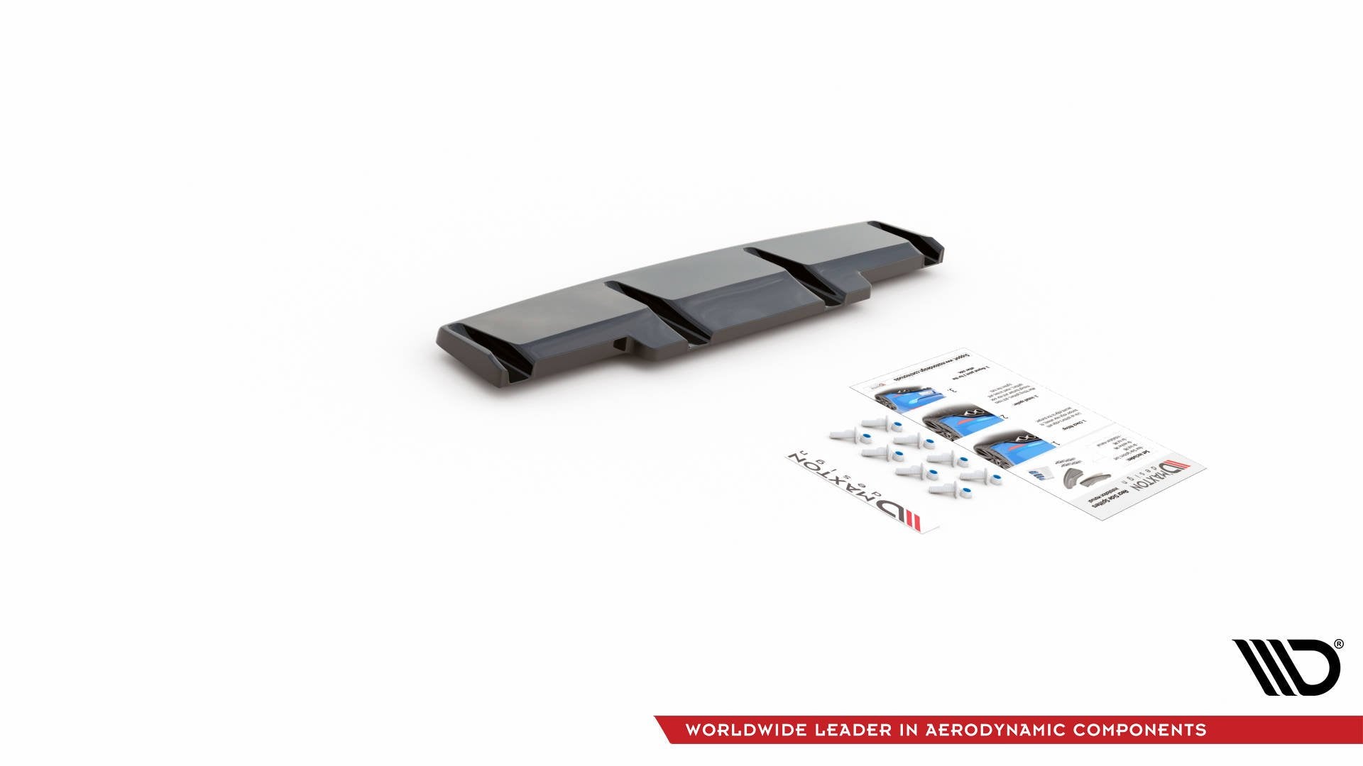 Mittlerer Diffusor Heck Ansatz für Volkswagen Golf R Mk8 schwarz matt