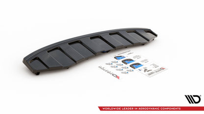 Mittlerer Diffusor Heck Ansatz für AUDI A6 C7 S-LINE AVANT AUSPUFF 2X1 im DTM LOOK Carbon Look