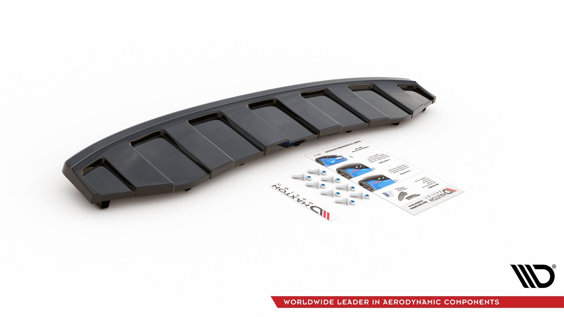 Mittlerer Diffusor Heck Ansatz für AUDI A6 C7 S-LINE AVANT AUSPUFF 2X1 im DTM LOOK schwarz matt
