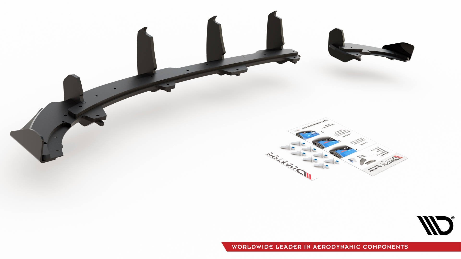 Robuste Racing Diffusor Heck Ansatz +Flaps für Volkswagen Polo GTI Mk6 schwarz Hochglanz