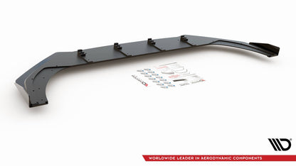 Robuste Racing Front Ansatz für passend +Flaps für Volkswagen Golf 8 GTI schwarz Hochglanz