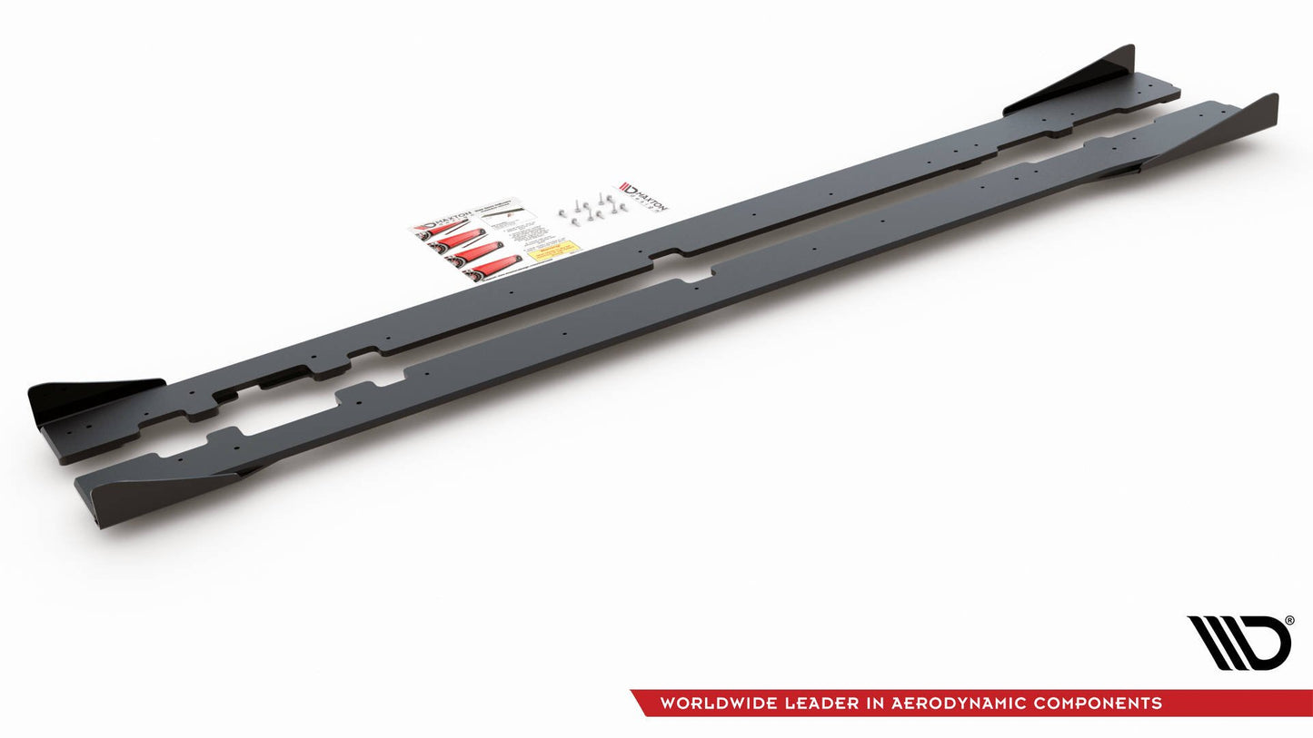 Robuste Racing Seitenschweller Ansatz für für + Flaps Mercedes-AMG C43 Coupe C205 schwarz Hochglanz