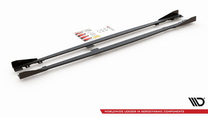 Robuste Racing Seitenschweller Ansatz für für V.2 + Flaps BMW 1er F20 M135i / M140i / M-Paket schwarz Hochglanz