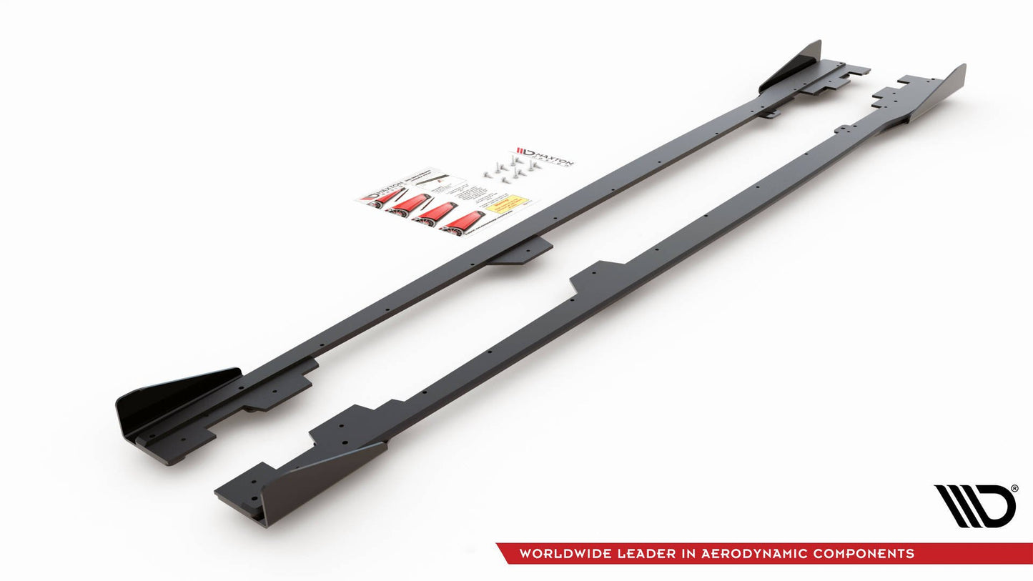 Robuste Racing Seitenschweller Ansatz für für + Flaps BMW 1er F21 M135i / M140i / M-Paket schwarz Hochglanz