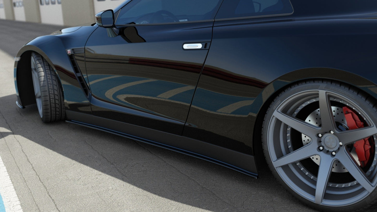 Seitenschweller Ansatz für NISSAN GT-R vor Facelift COUPE (R35-SERIES) schwarz matt