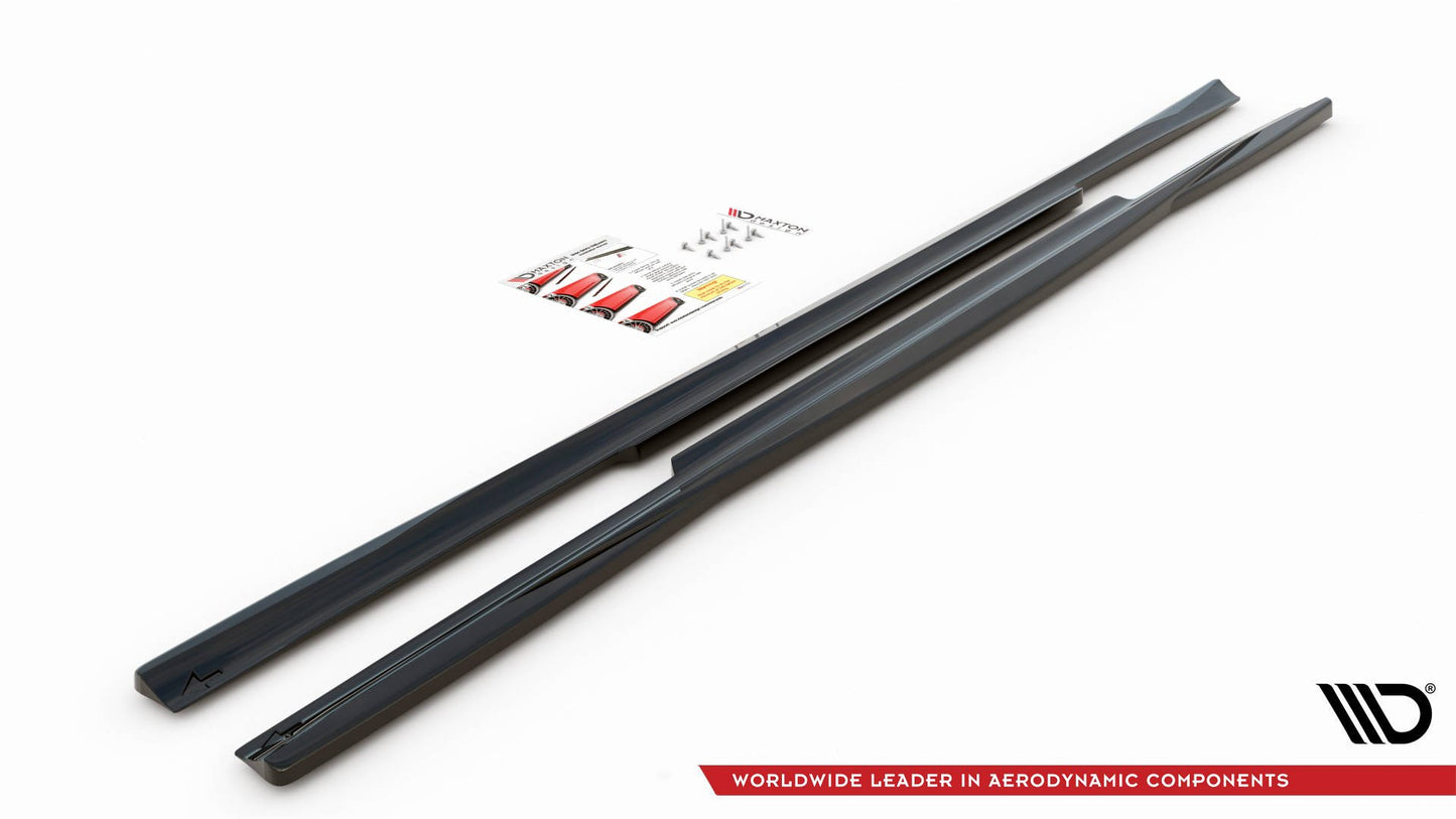 Seitenschweller Ansatz für Mercedes-Benz C W205 schwarz Hochglanz
