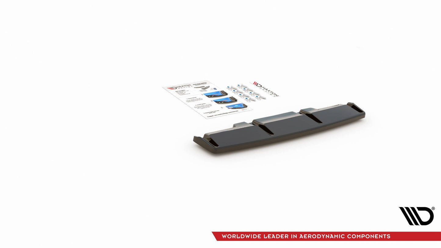 Mittlerer Diffusor Heck Ansatz für Volkswagen Golf R Mk8 schwarz Hochglanz