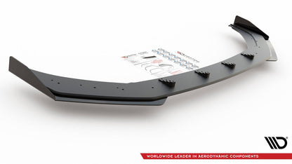 Robuste Racing Front Ansatz für passend +Flaps für Volkswagen Polo GTI Mk6 schwarz Hochglanz