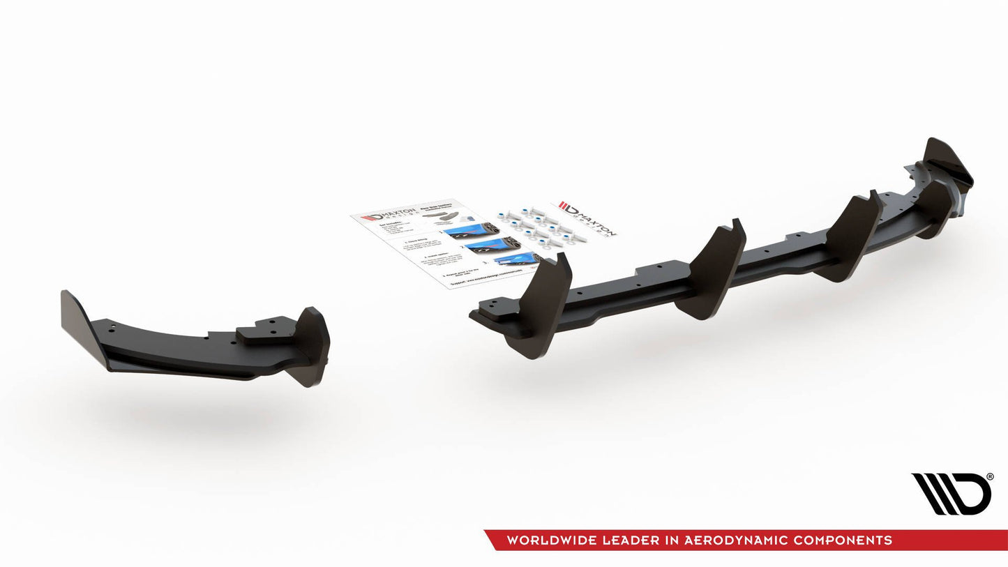 Robuste Racing Diffusor Heck Ansatz +Flaps für Volkswagen Polo GTI Mk6 schwarz Hochglanz
