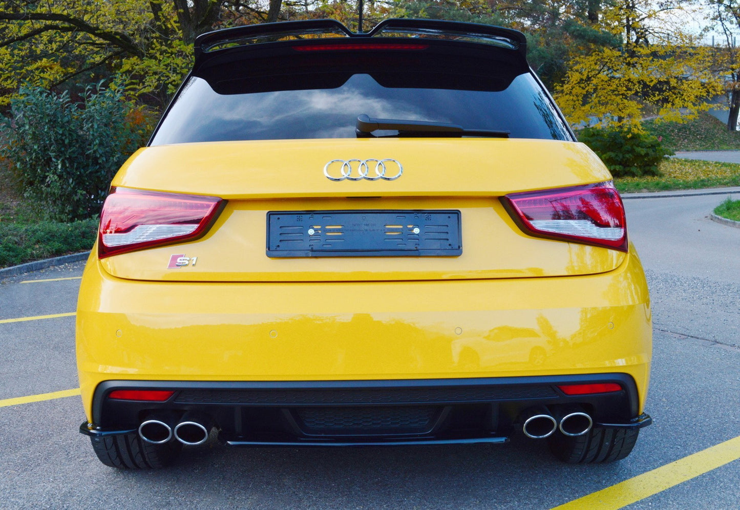 Heck Ansatz Flaps Diffusor für Audi S1 8X schwarz matt